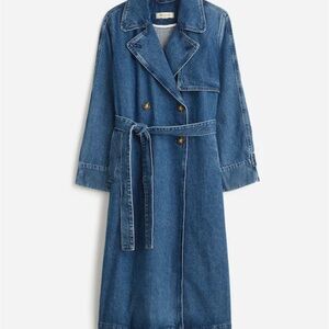 Madewell Denim Double-Breasted Crop Trench Coat